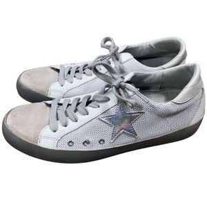 Shu Shop White Sneakers with Silver Star Detail, Paula White Mesh, Size 7